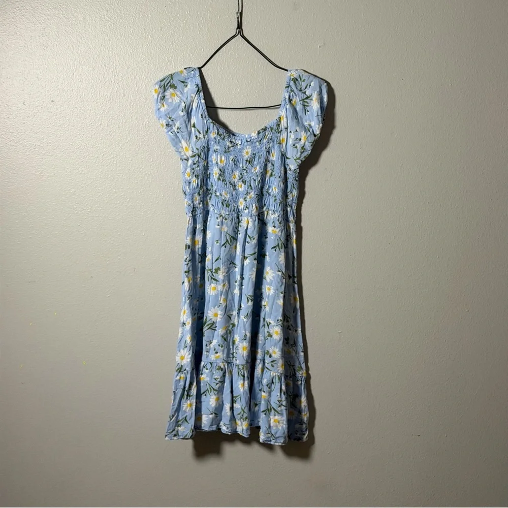 Children’s Place Kids Girl‎ Floral Blue Dress Short Sleeves Smocked size 16 XXL